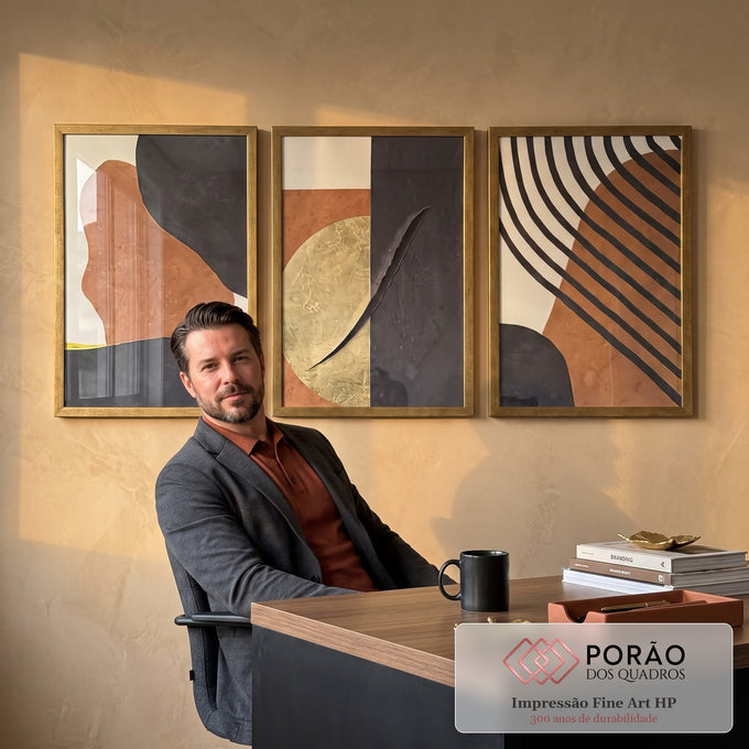 Quadro Decorativo: Luxo em Ouro e Ébano - Arte Rara em escritorio moderno - quadros decorativos para sala