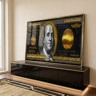 Quadro Decorativo Inspiração de Riqueza - 1 Milhão dólares em ambiente decorado - quadros decorativos para sala