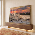 Quadro Decorativo: Jerusalém Dourada ao Entardecer em ambiente decorado - quadros decorativos para sala