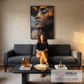 Quadro Decorativo Mulher da Natureza em sala de estar moderna - quadros decorativos para sala