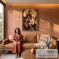Quadro Decorativo Santo Antônio Geométrico - Sofisticação e Estilo para Seu Ambiente em sala de estar moderna - quadros decorativos para sala
