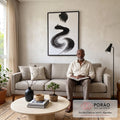 Quadro Decorativo Pincelada em Preto e Branco em sala de estar moderna - quadros decorativos para sala