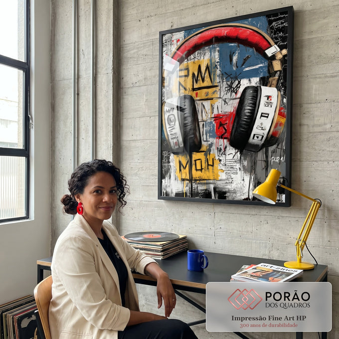 Quadro Decorativo Fones Urbanos Vibrantes em escritorio moderno - quadros decorativos para sala