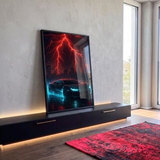 Quadro Decorativo Tempestade Futurista em Movimento em ambiente decorado - quadros decorativos para sala