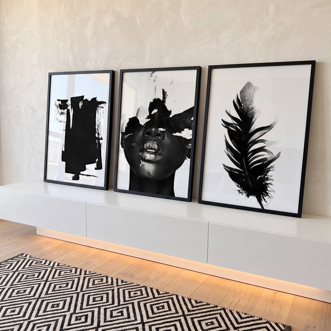 Quadro Decorativo Arte Contemporânea Minimalista em ambiente decorado - quadros decorativos para sala