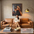 Quadro Decorativo - Cavalo Marrom Majestoso em sala de estar moderna - quadros decorativos para sala