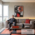 Quadro Decorativo Retrato - Contrastando Formas e Cores em sala de estar moderna - quadros decorativos para sala