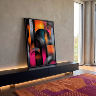 Quadro Decorativo Abstrato Elegante em Tons Escuros em ambiente decorado - quadros decorativos para sala