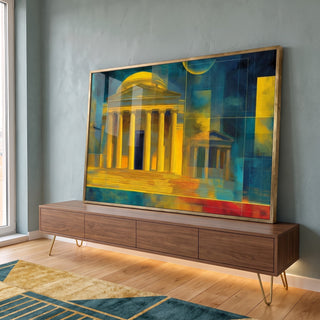 Quadro Decorativo Arquitetura Vibrante em ambiente decorado - quadros decorativos para sala