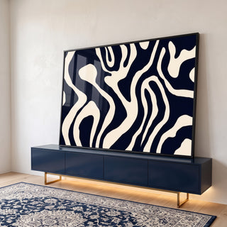Quadro Decorativo Abstrato Elegância Azul em ambiente decorado - quadros decorativos para sala