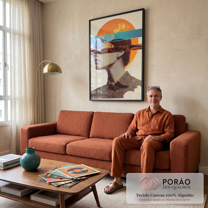 Quadro Decorativo Entre Mundos e Silêncios em sala de estar moderna - quadros decorativos para sala