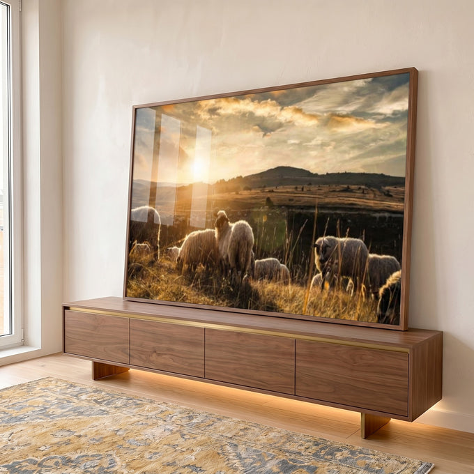 Quadro Decorativo Serenidade Pastoral - Beleza Natural Única em ambiente decorado - quadros decorativos para sala