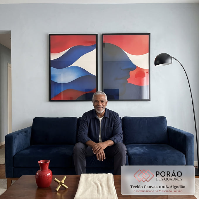 Quadro Decorativo Abstração Fluída - Cores e Formas Contemporâneas em sala de estar moderna - quadros decorativos para sala