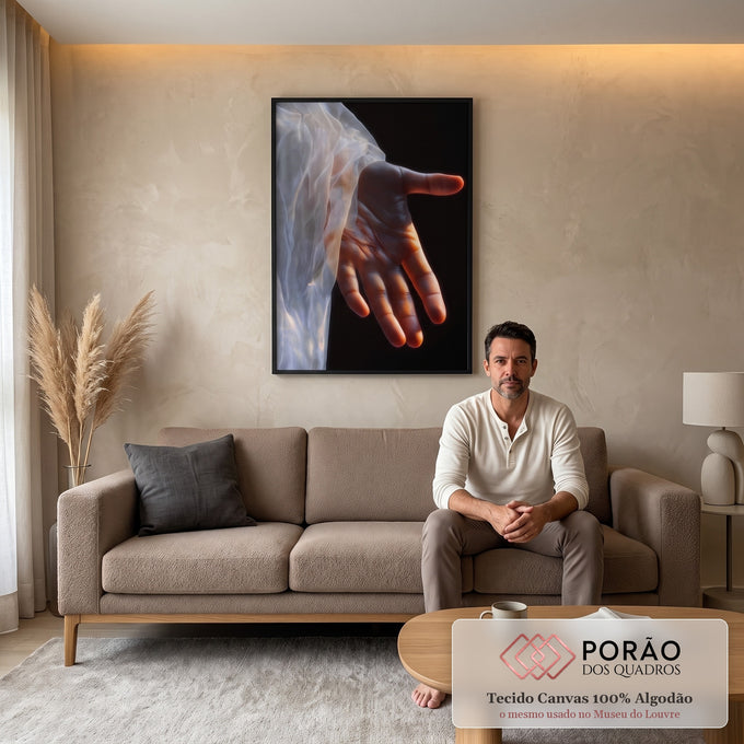 Quadro Decorativo Mão da Esperança: Arte que Conecta em sala de estar moderna - quadros decorativos para sala
