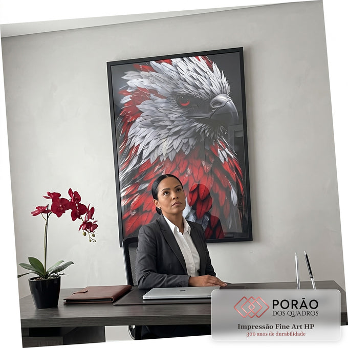 Quadro Decorativo A reflexão da Águia em escritorio moderno - quadros decorativos para sala