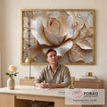 Quadro Decorativo Rosa Elegante em escritorio moderno - quadros decorativos para sala