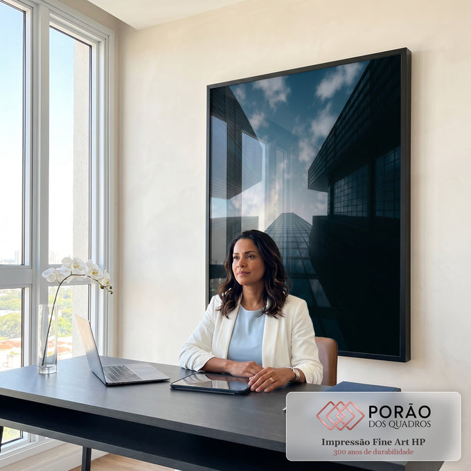 Quadro Decorativo Edifícios em Visão Moderna em escritorio moderno - quadros decorativos para sala