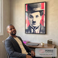 Quadro Decorativo Charlie Chaplin Moderno em escritorio moderno - quadros decorativos para sala