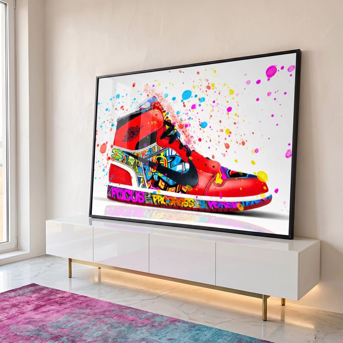 Quadro Decorativo Sneaker Estilizado: Toque Urbano Único em ambiente decorado - quadros decorativos para sala