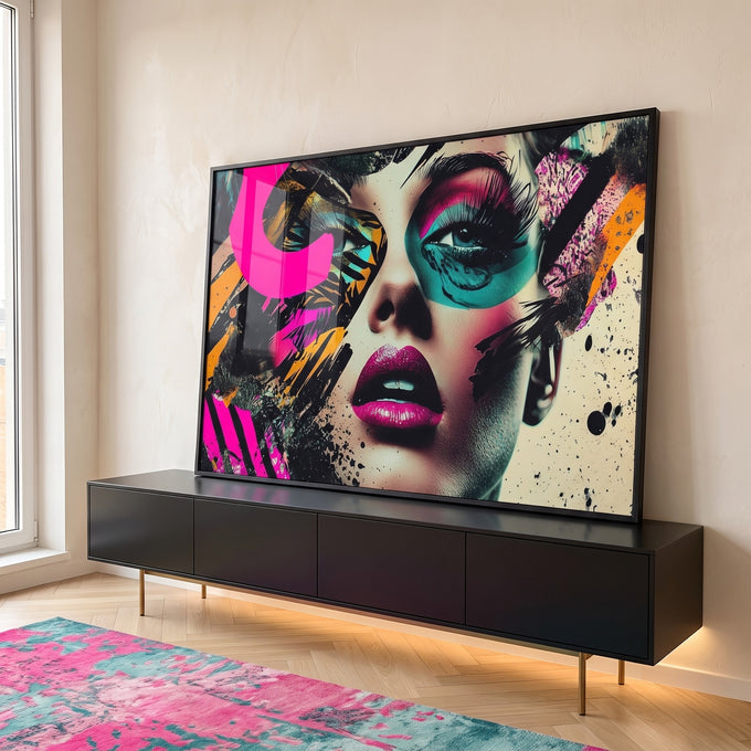 Quadro Decorativo Abstrato Mulher em ambiente decorado - quadros decorativos para sala