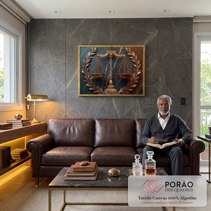 Quadro Decorativo Poder e Justiça Arte Inspiradora em sala de estar moderna - quadros decorativos para sala