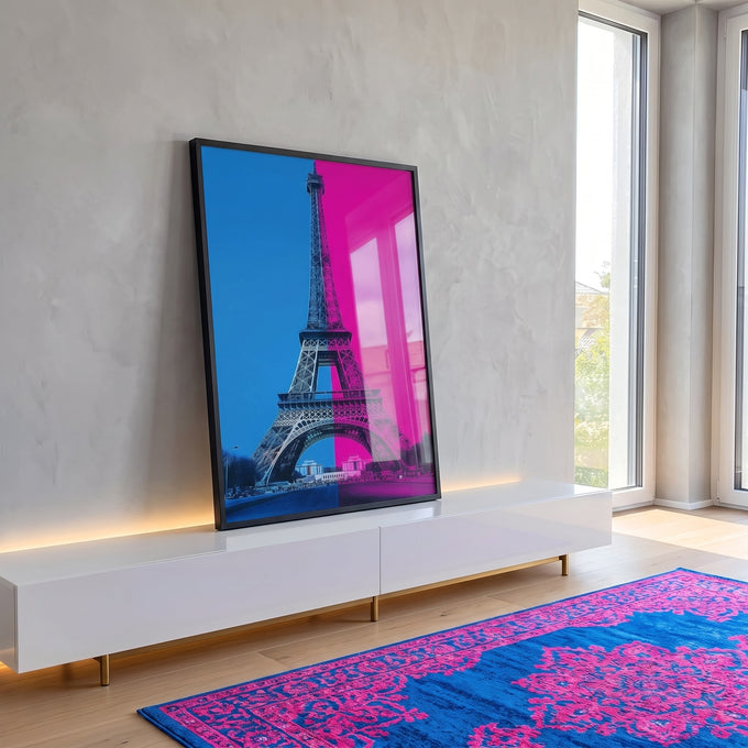 Quadro Decorativo Torre Eiffel Moderna em ambiente decorado - quadros decorativos para sala