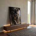 Quadro Decorativo Onça Negra Majestosa em ambiente decorado - quadros decorativos para sala