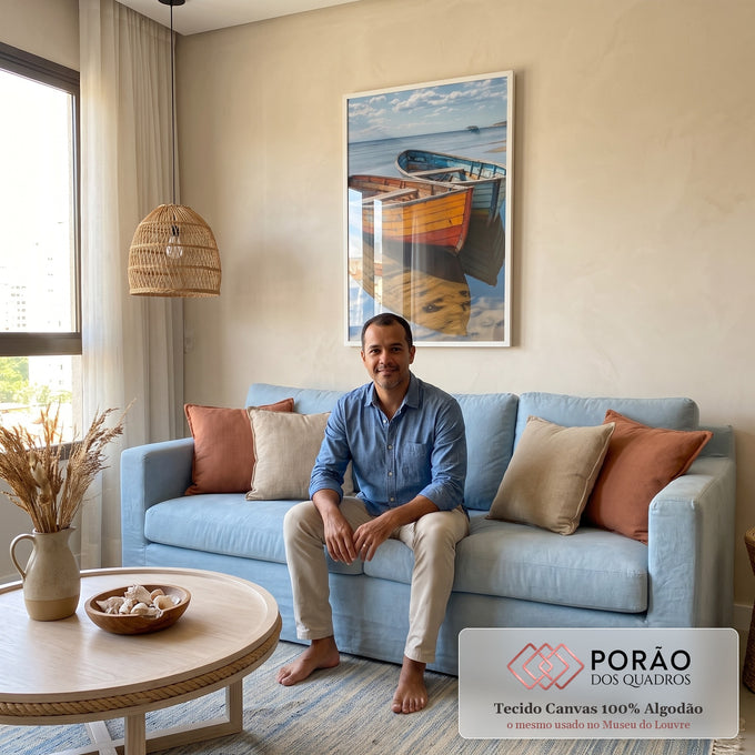 Quadro Decorativo Harmonia de Cores Náuticas em sala de estar moderna - quadros decorativos para sala