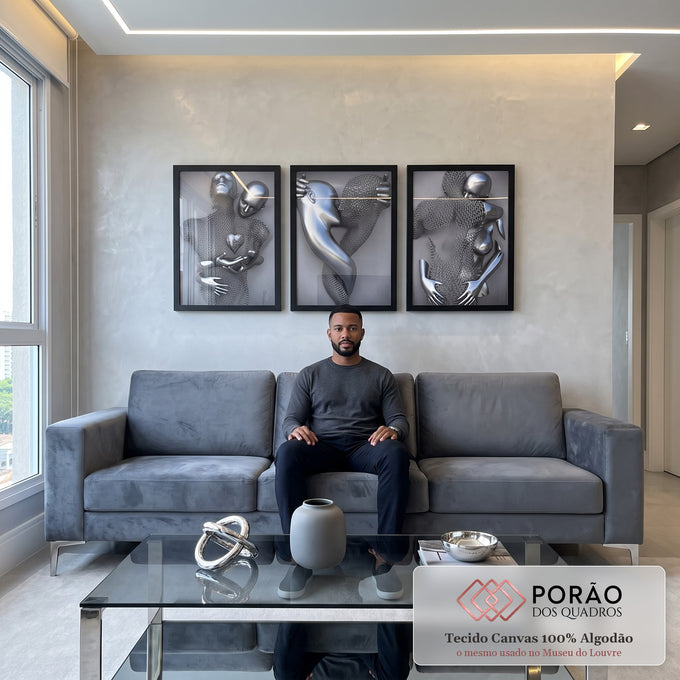 Quadro Decorativo: Encantamento Metálico - Inspire-se! em sala de estar moderna - quadros decorativos para sala