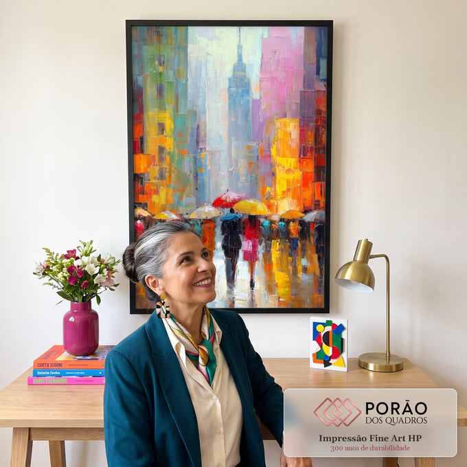 Quadro Decorativo Cidade em Movimento em escritorio moderno - quadros decorativos para sala