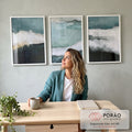 Quadro Decorativo Natureza em Azul - Toque Sereno para o Lar em escritorio moderno - quadros decorativos para sala