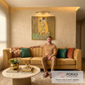 Quadro Decorativo Beijo Dourado: Luxo em Arte Moderna em sala de estar moderna - quadros decorativos para sala