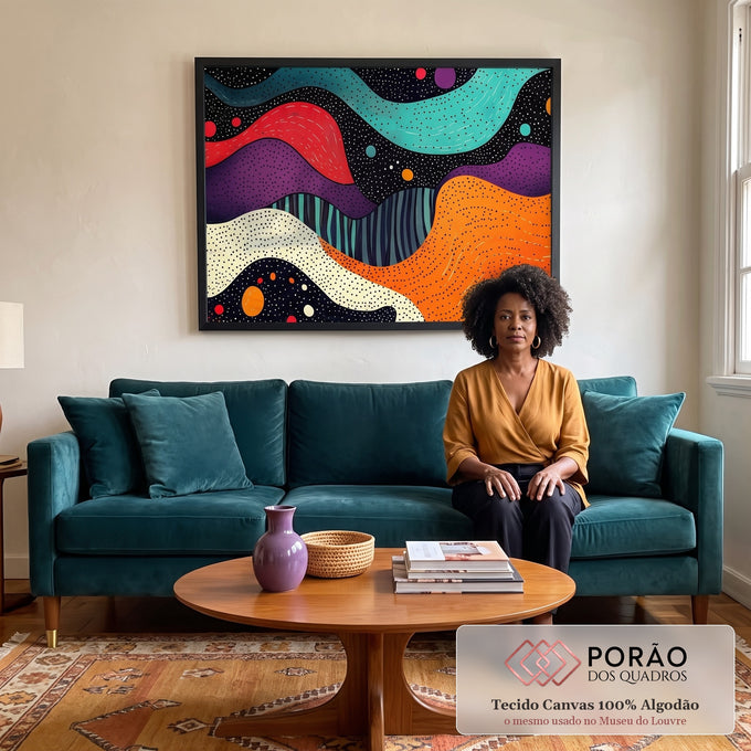 Quadro Decorativo Abstrato Ondas Cósmicas: Arte em Cores Vivas para Sua Decoração em sala de estar moderna - quadros decorativos para sala