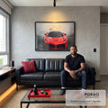 Quadro Decorativo Carro Vermelho: Velocidade e Estilo em sala de estar moderna - quadros decorativos para sala