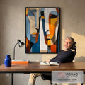 Quadro Decorativo Conexão Geométrica em escritorio moderno - quadros decorativos para sala