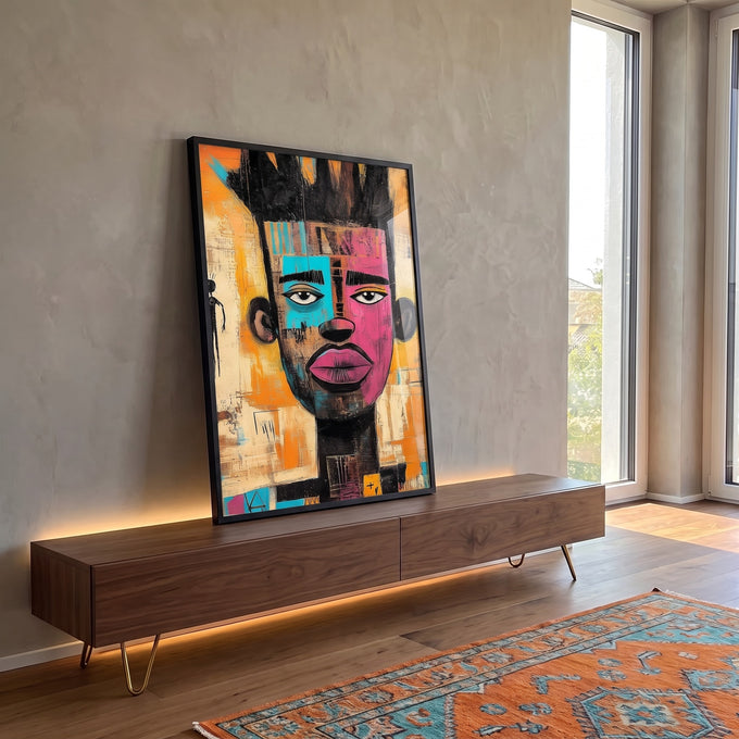 Quadro Decorativo Homem Urbano Arte Contemporânea em ambiente decorado - quadros decorativos para sala