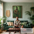 Quadro Decorativo Orixá Oxóssi: Caçador da Vida em sala de estar moderna - quadros decorativos para sala