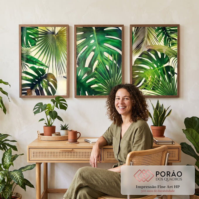 Quadro Decorativo Vida Tropical: Uma Jornada Vibrante em escritorio moderno - quadros decorativos para sala