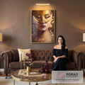 Quadro Decorativo Golden Face - Elegância e Sofisticação para sua Decoração em sala de estar moderna - quadros decorativos para sala
