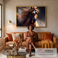 Quadro Decorativo: Retrato Majestoso de Cavalo ao Vento em sala de estar moderna - quadros decorativos para sala