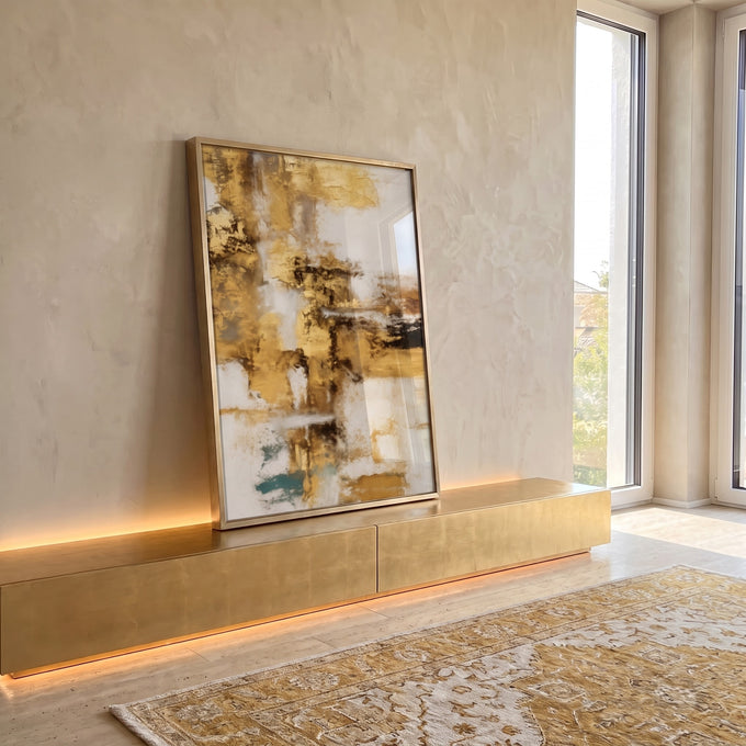 Quadro Decorativo Brilho em Abstrato em ambiente decorado - quadros decorativos para sala