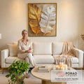 Quadro Decorativo Esplendor das Folhas Douradas em sala de estar moderna - quadros decorativos para sala