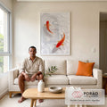 Quadro Decorativo Koi em Serenidade em sala de estar moderna - quadros decorativos para sala