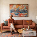 Quadro Decorativo Santa Ceia Cubista: Inspiração Divina em sala de estar moderna - quadros decorativos para sala