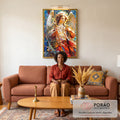 Quadro Decorativo Arcanjo Gabriel - Elegância em Tecido Canvas para a Sua Casa em sala de estar moderna - quadros decorativos para sala