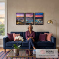 Quadro Decorativo: Anoitecer Magnífico no Rio em sala de estar moderna - quadros decorativos para sala