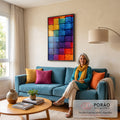 Quadro Decorativo Cores Vibrantes para Alegrar em sala de estar moderna - quadros decorativos para sala