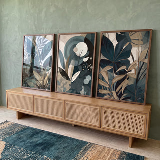 Quadro Decorativo: Folhas Terrosas, Encanto Natural em ambiente decorado - quadros decorativos para sala
