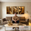 Quadro Decorativo: Silhuetas Douradas Femininas em sala de estar moderna - quadros decorativos para sala