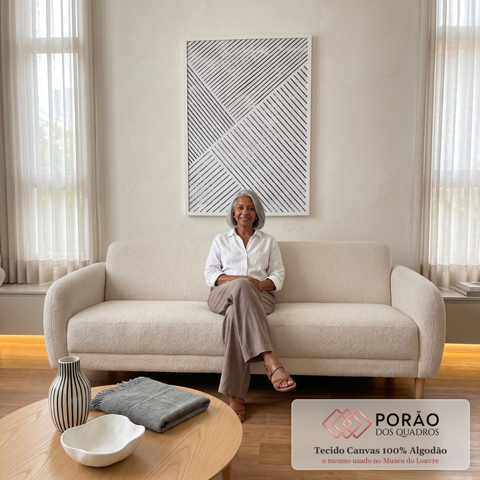 Quadro Decorativo Geometria Abstrata: Elegância Minimalista em sala de estar moderna - quadros decorativos para sala